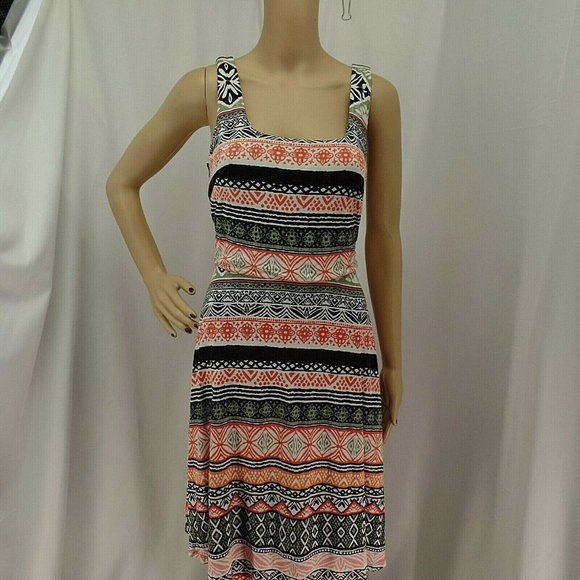 "LOFT" MULTICOLOR GEO PRINT SLEEVELESS A-LINE DRESS SIZE: 2 NWT - Picture 5 of 8